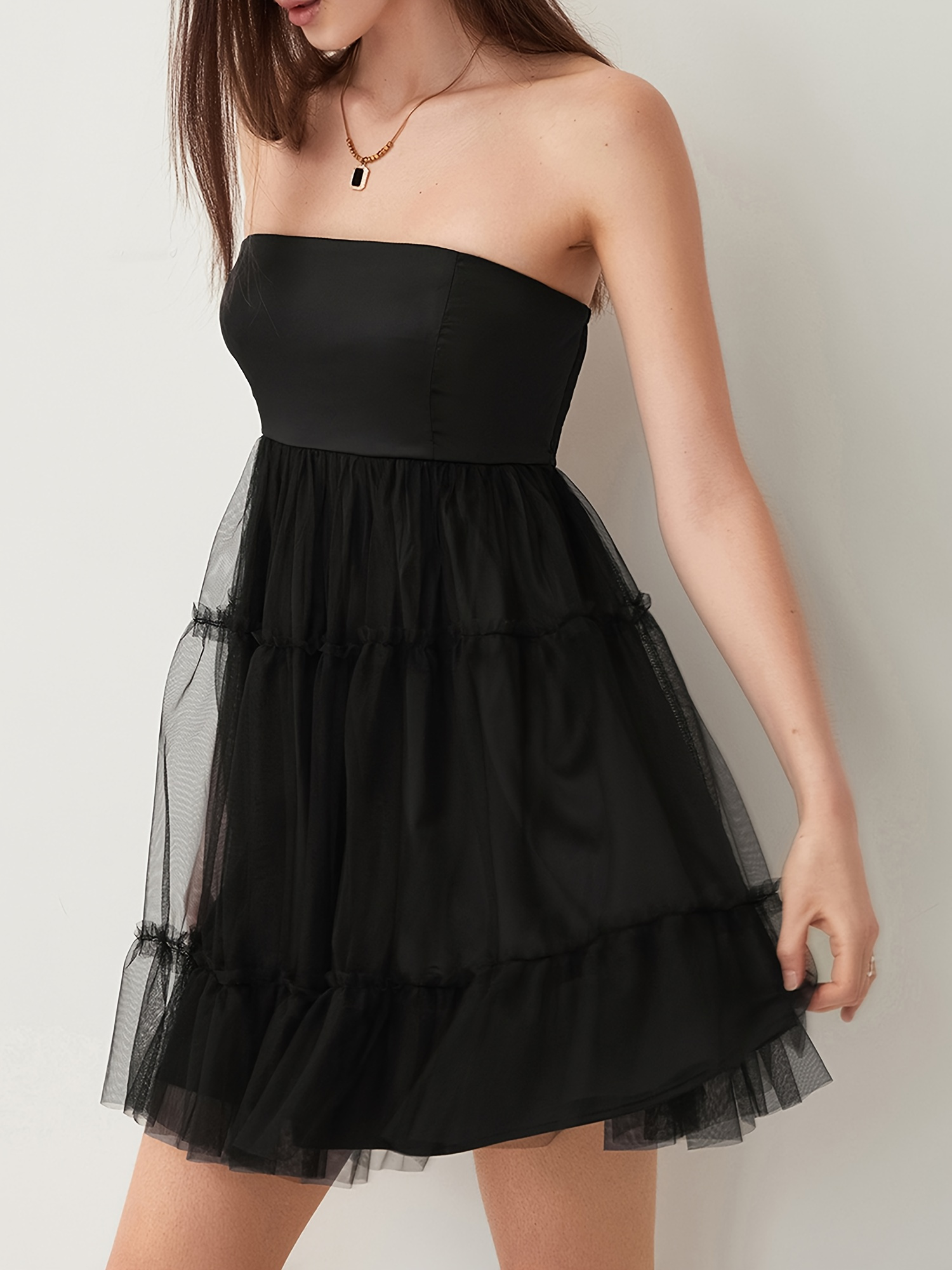 womens pink tulle tutu tube dress strapless a line mini - Temu