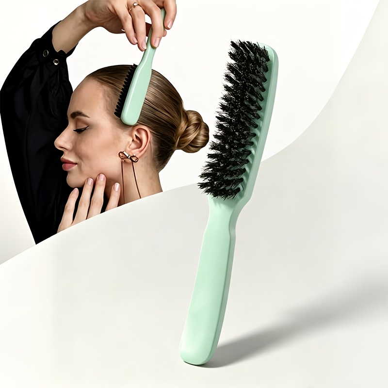 TEMU Slick Back Haarborstel voor Gladde Pluizen, Frizz, Stijlvolle Paardenstaart, Knotten en Randhaar | Haarkam, Randborstel, Styling Borstels voor