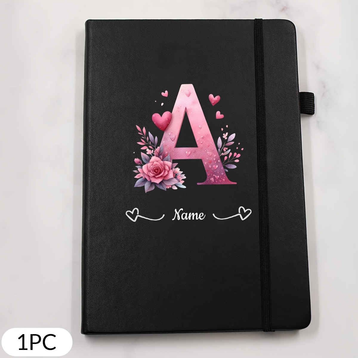 TEMU Custom Journal With Alphabet Flowers, Personalized Name Notebook, Customized Journal For Women, Notebooks For Work, Birthday Gifts, Valentine's