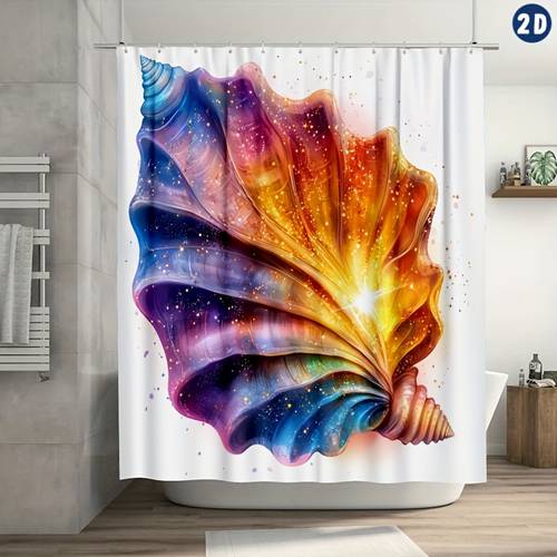 item picture 1pc spring summer shower curtain vector design for shirt featuring an open iridescent shower curtain plastic hooks 70 8x70 8 inch durable polyester fiber easy clean suitable for bathroom bathtub