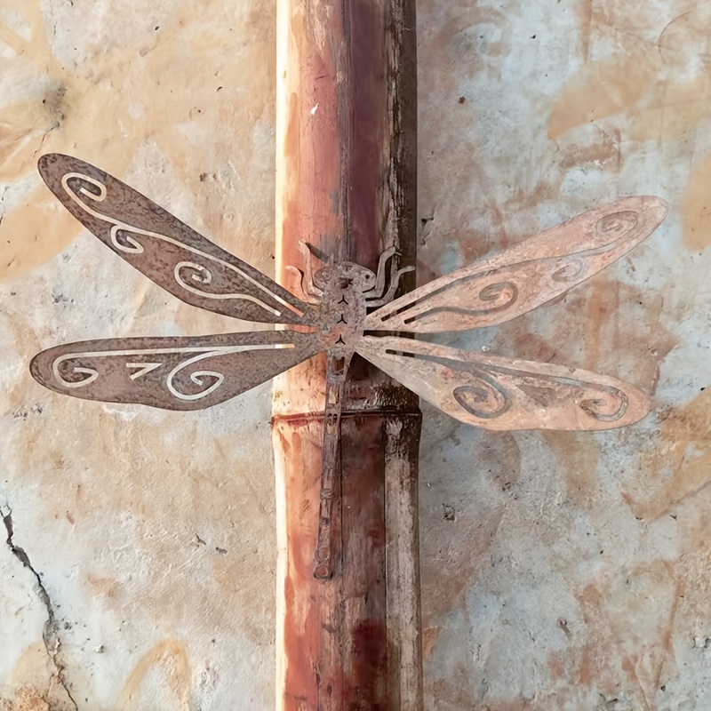 

Artistic Metal Dragonfly Garden Statue - Rustic Outdoor Decor, Iron Rust , Home & Garden, No Batteries Required, Room Decor