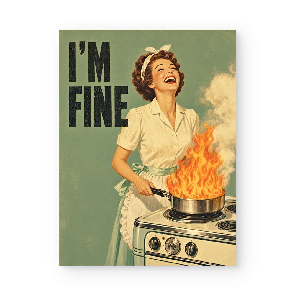 TEMU 2d Flat, Funny Retro Meme "" Vintage Cooking Poster - Sage Green Suitable, Dining Room, Cabin Wall Decor - Mid-century Humorous Vertical Chart