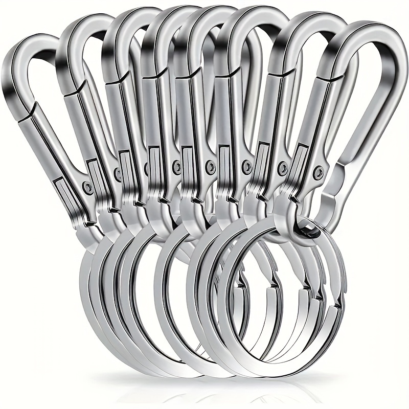 Image of 2/5/8pcs Durable Metal Keychain Set With Clips & Storage Bag - Vintage Black Alloy, Non-braided Fashion Accessories For Men