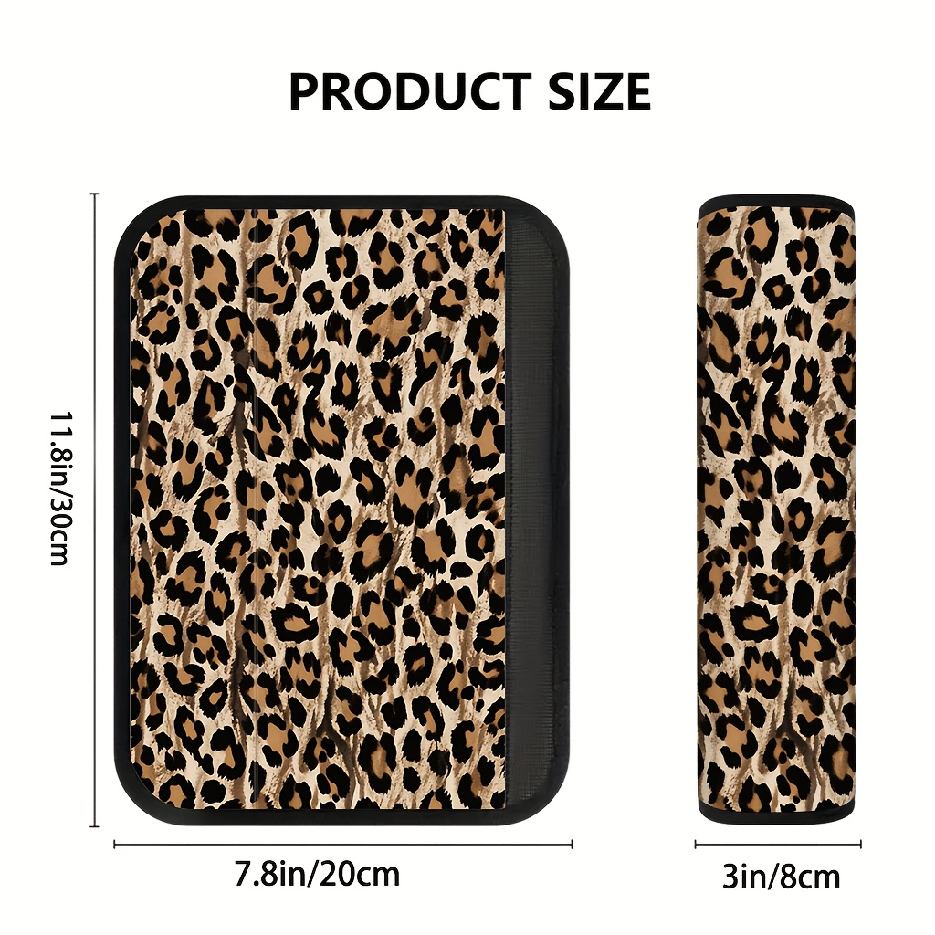 TEMU 2 stuks, Luipaardprint met Zwart, , Beige Gestreept Herhalend . Autogordel Kussen Pads, Comfortabel en Ademend, Geschikt voor Alle Automodellen,