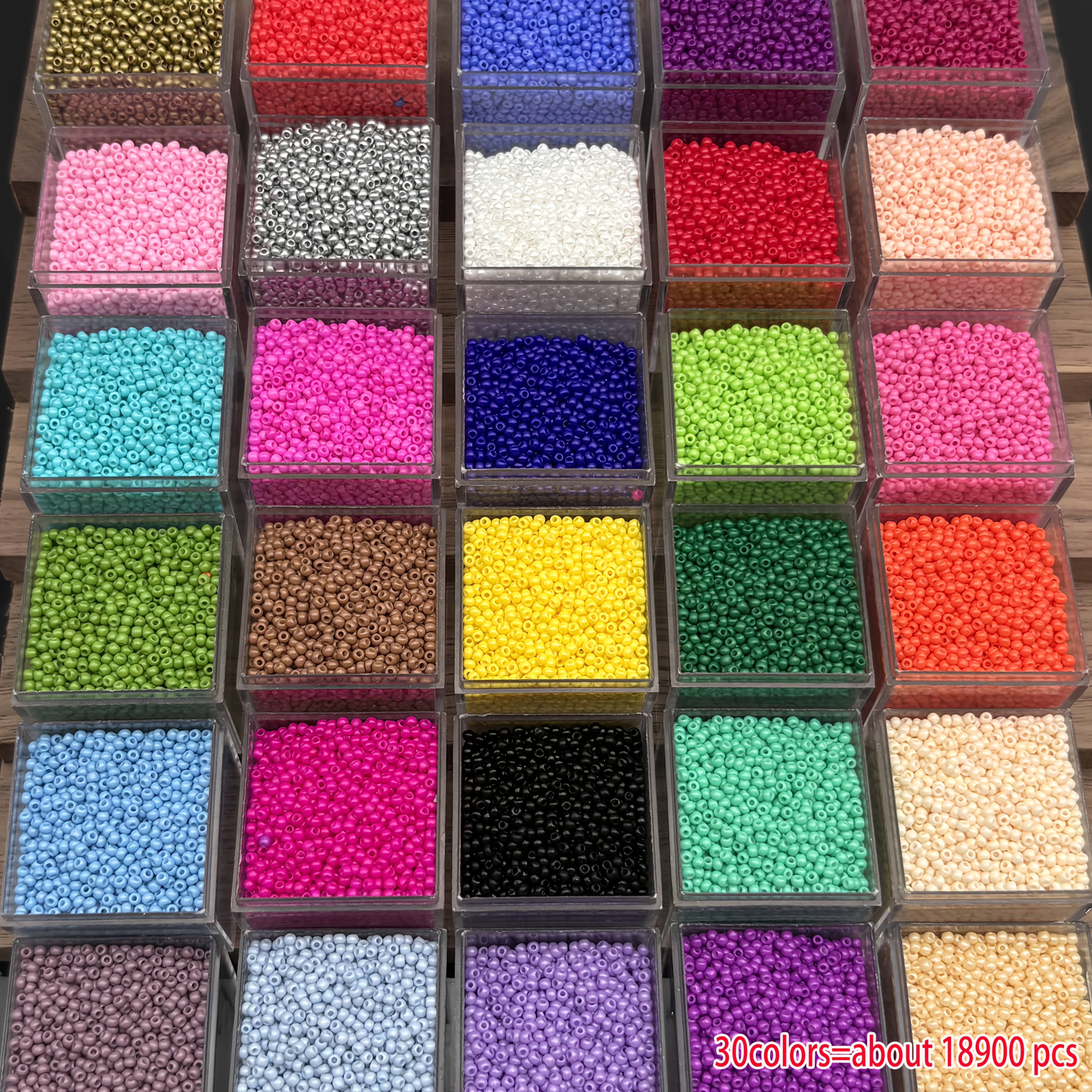 TEMU 18900pcs Perles de rocaille en verre tchèque de haute qualité 1,8 mm - 30 couleurs de perles de rocaille décoratives - Taille uniforme pour le