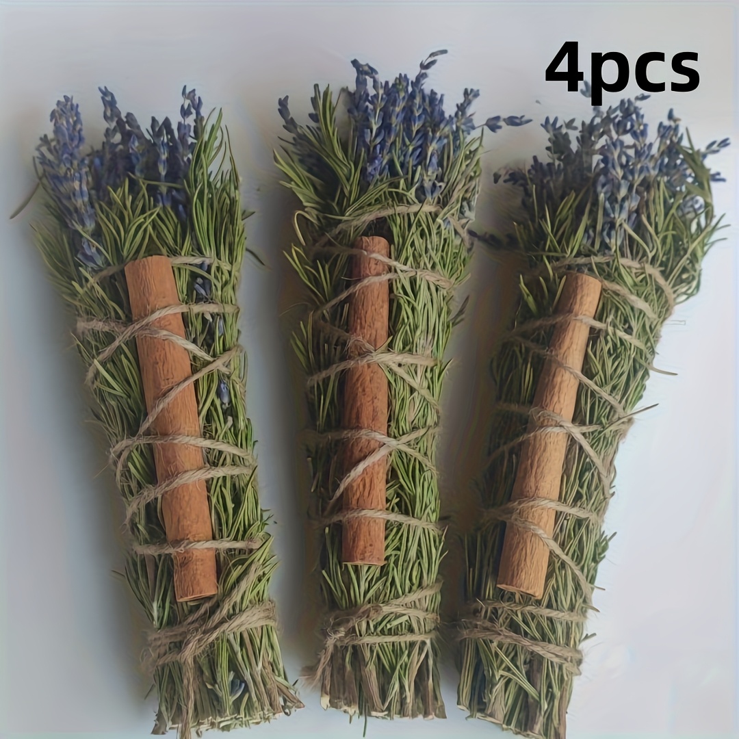 TEMU 4pièces Branches de Rosemary, de et de Naturelles Faites à , Purification de , , Cadeaux , Essence Naturelle et Calme