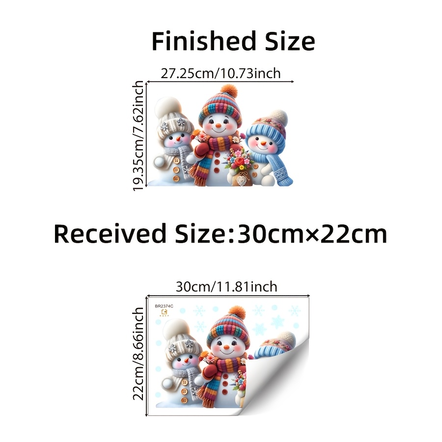TEMU 1sheet Cute Knitted Hat Snowman Glass Sticker With Snowflake Dots , Multi-scene Pvc Decals, Warm Winter Christmas Decor For Glass Indoor Holiday