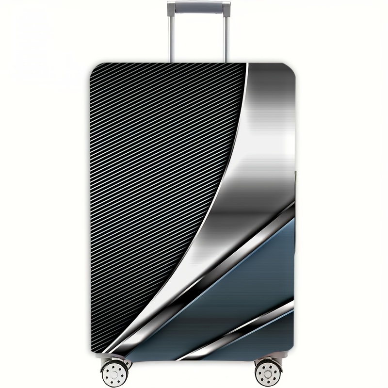 TEMU Travel Essential - Black Striped Pattern Luggage Cover, Dustproof Elastic Travel Accessory For Spinner Luggage - Elastic Luggage Cover For 45.72