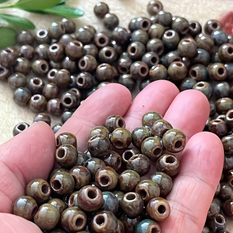 TEMU Ensemble de 100 Perles en Céramique Vintage avec Grand Trou de 8mm, pour la Fabrication de Bijoux DIY Parfaites pour , Bracelets et Boucles