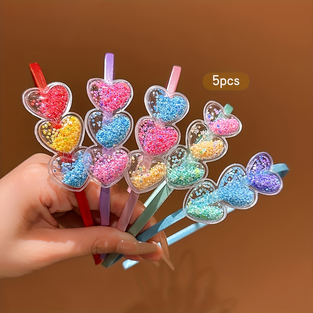 E-shop Fünf bunte süße Stilvolle Herz-Stirnbänder, ideal als Haarschmuck für den täglichen Gebrauch