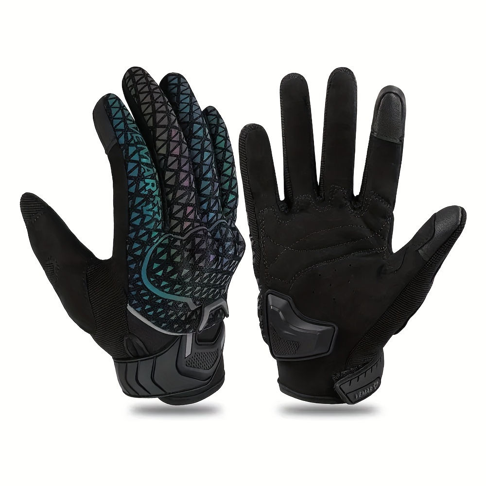 

Gants de Moto à Écran Tactile - Polyester Respirant, Design de Réflexion Coloré pour BMX, ATV, VTT & Cyclisme - Prêts pour l'Été avec Fermeture à Boucle Sécurisée, Équipement de Moto