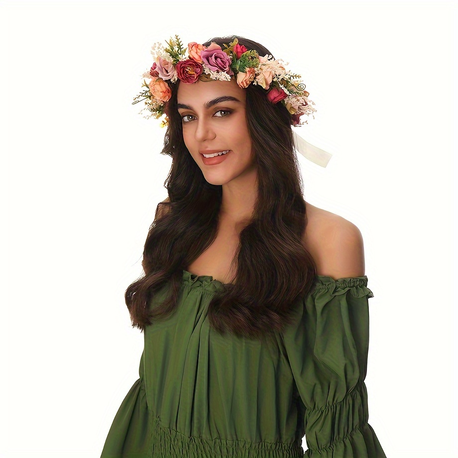 1pc Simulated Rose Flower Garland Headband