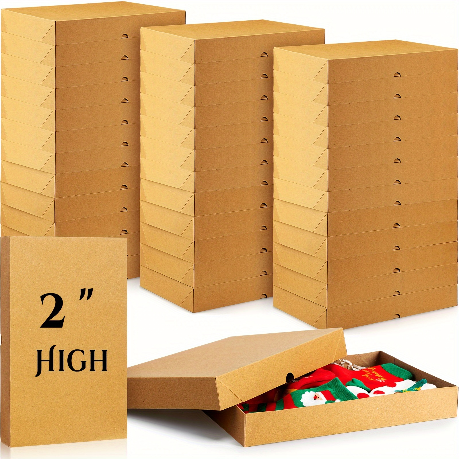 

48pcs Large Gift Boxes Bulk For Clothes Deep Shirt Box With Lid For Robe Presents Wrapping Christmas Holiday Birthday (natural Color, 14.25 X 9.5 X 2 Inch)