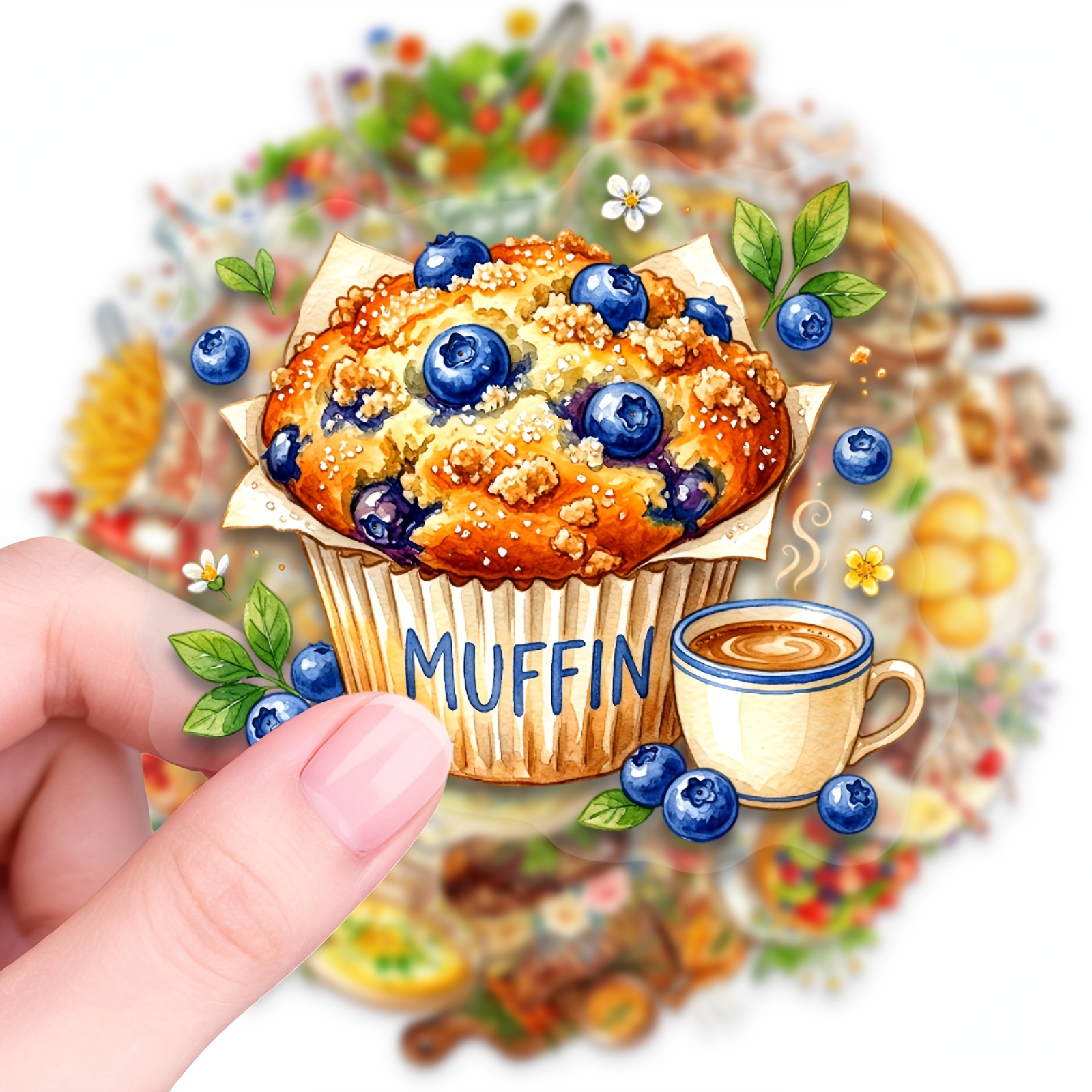 Image of 50pcs Food Theme Stickers, All The Food Is Here Series Stickers. Ideal For Laptop, Water Bottle, Phone, Journal, , Bumper, Skateboard, Motorcycle, Luggage.