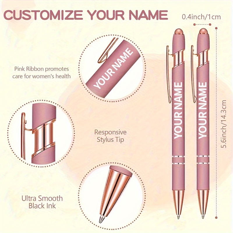 

[top-] 6pcs Personalized Pens Inspirational - Name Engraving, For & Use, Retractable Metal , For Sketching & Drawing, For , Christmas, And Thanksgiving