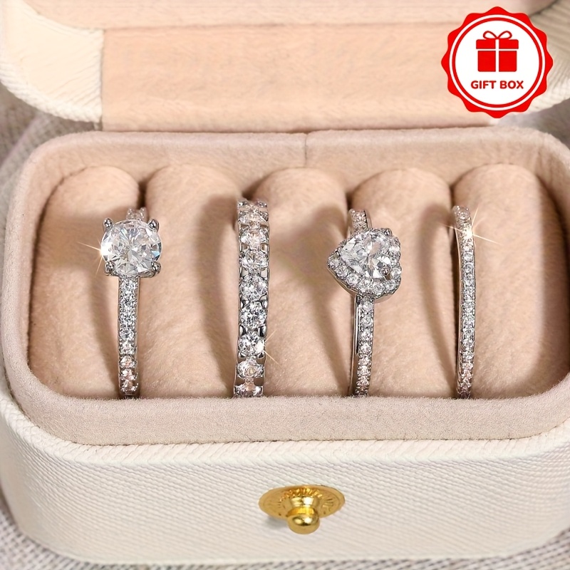 Women's Zirconia Heart Proposal Ring Set