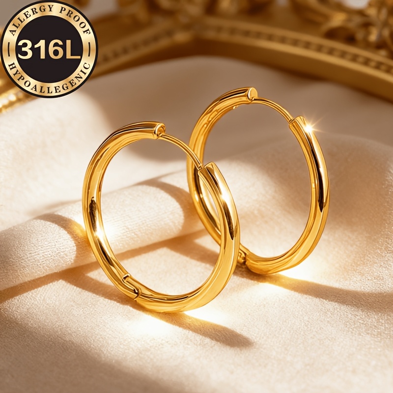 TEMU Lot de 2 boucles d'oreilles élégantes hypoallergéniques en acier inoxydable 316, -ternissure, confortables et polyvalentes, faciles à et