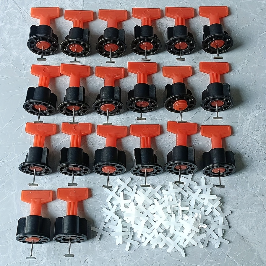 TEMU A Set (120pcs) Of 20 Levelers + 100 2mm Clips, Tile Leveler, Leveling System, Suitable For Decoration Of Tile Wall Paving, No Power Supply