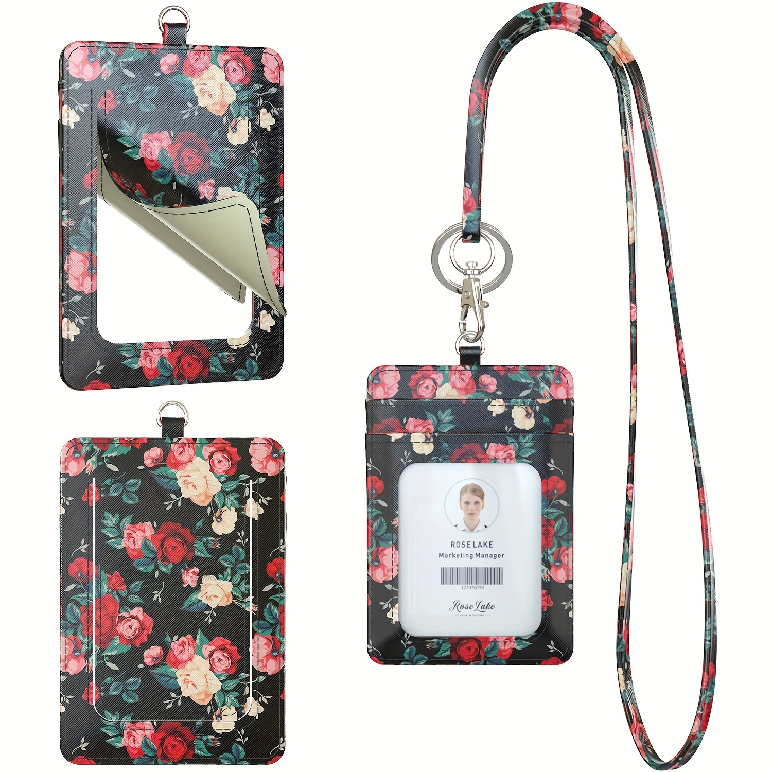 Badge Holder Id Card Holder Zipper Pocket Faux Leather 1 - Temu