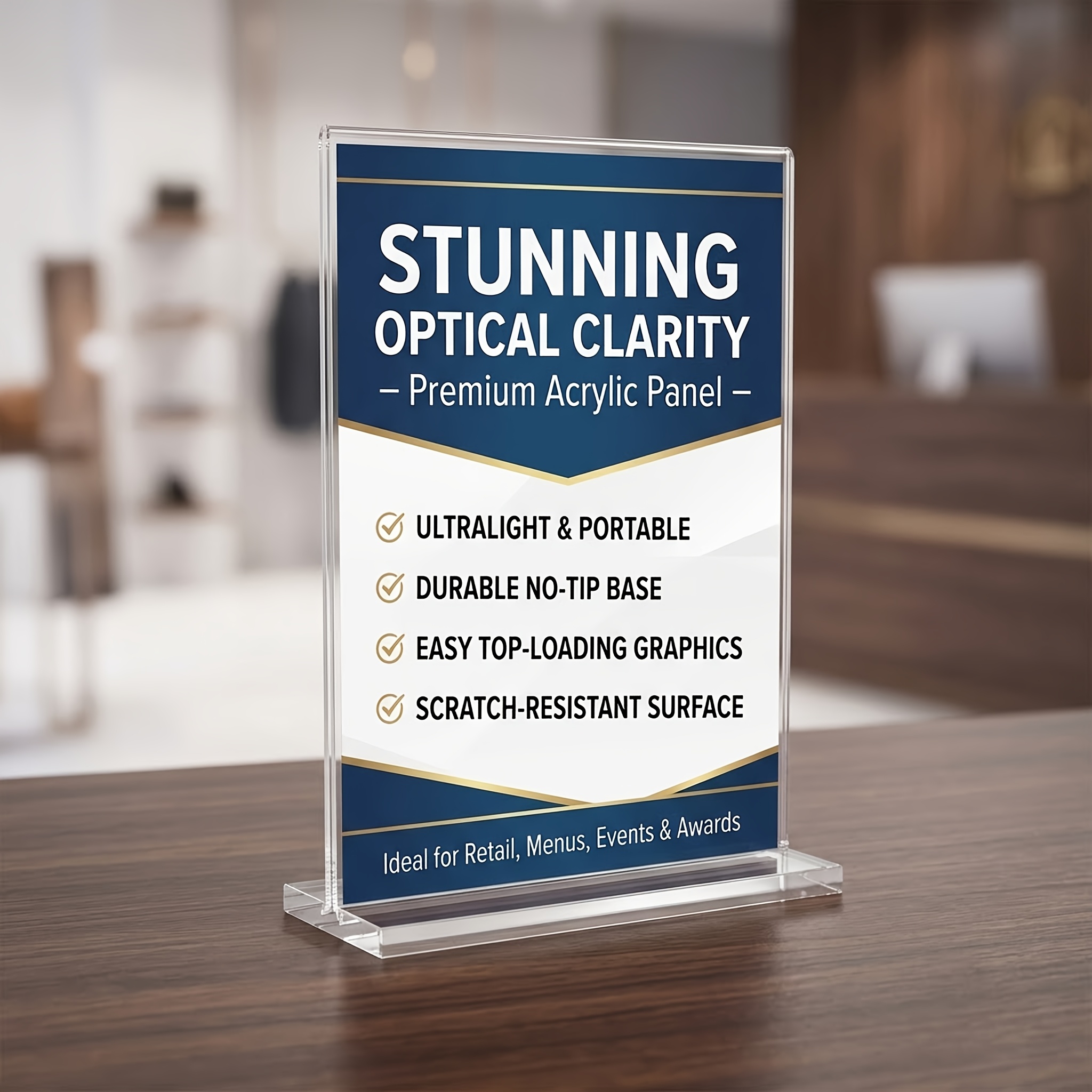 TEMU Acrylic Display Stand With Pull-out Signboard, Table Sign, Table Card, And Double-sided Advertising