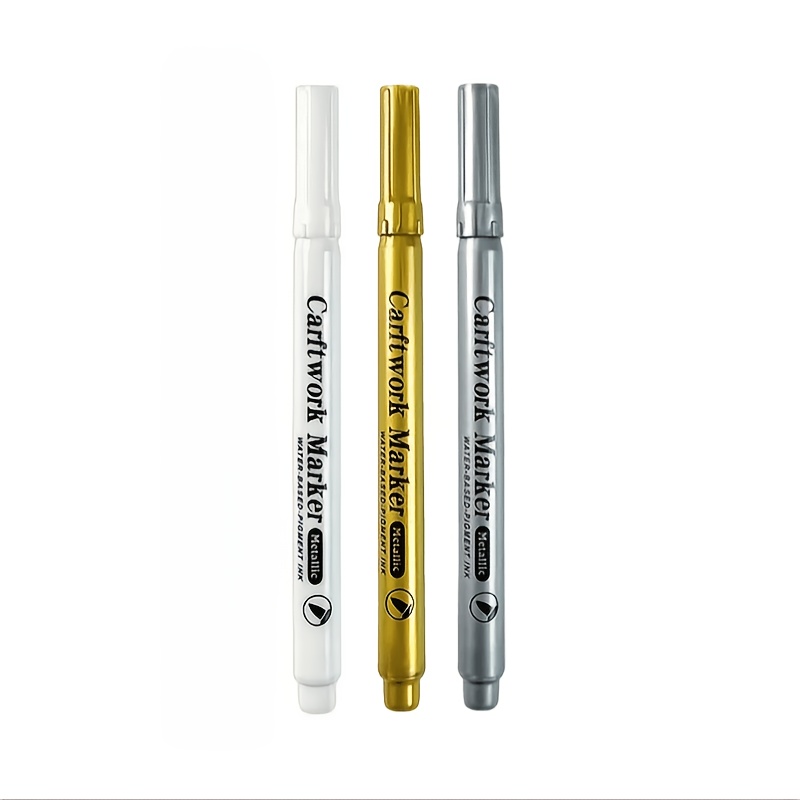 Metal Markers In Sets Of 3/6/9/12, 1.0mm Hard Tip, In Golden/silvery/white, Smooth Writing, Quick-drying, Waterproof, High Coverage, , Fade-resistant, Suitable For Any Surface, For And Card Making.