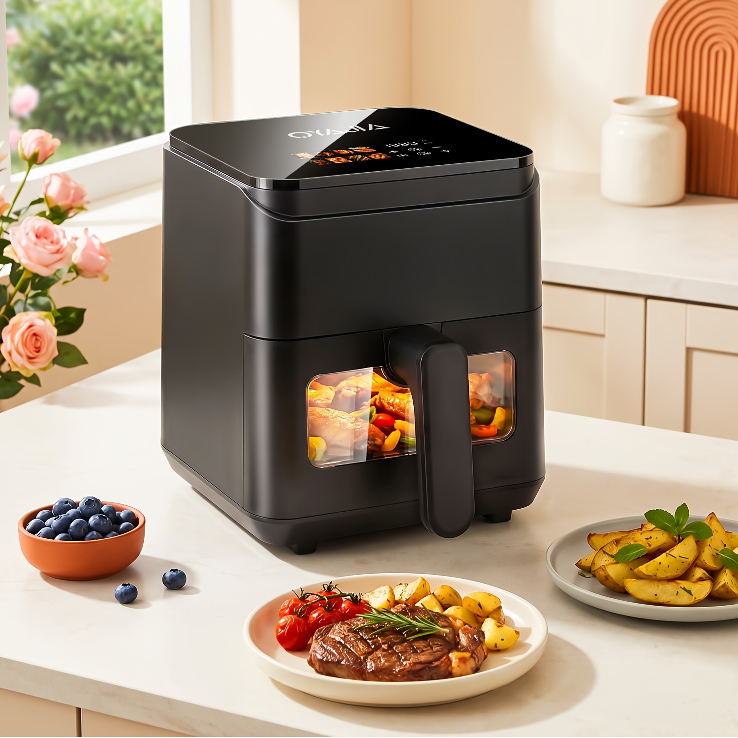 5l Air Fryer 8 Menu Programs Healthy Cooking Fast Preheat Operation Oil- Roast Fry