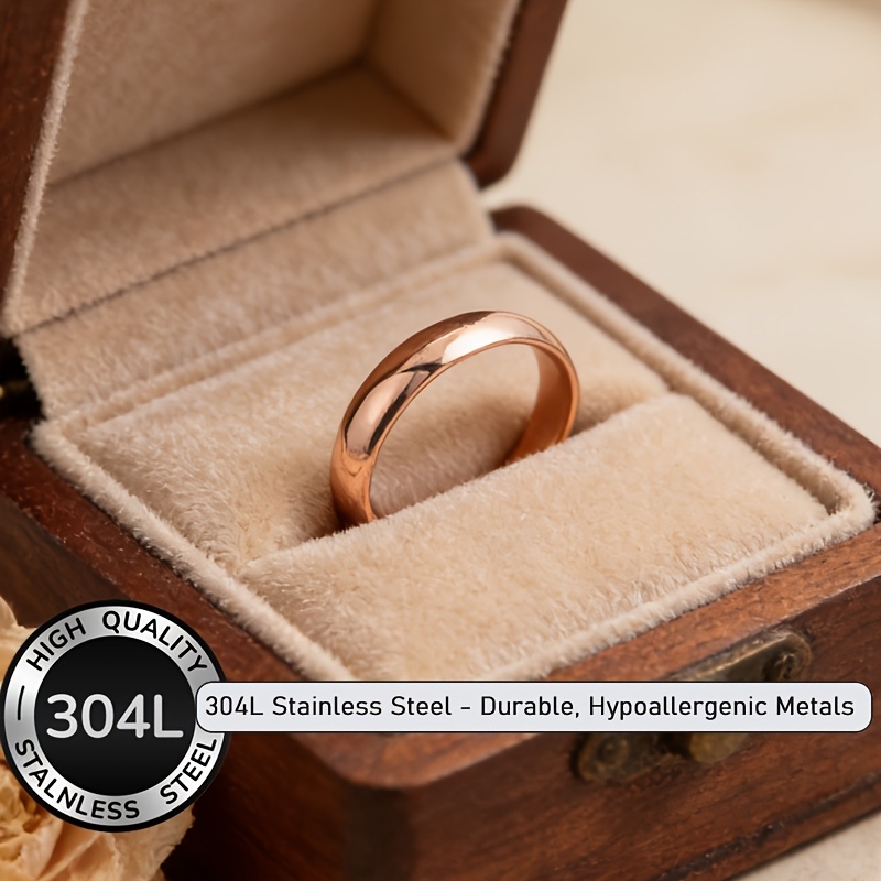 Elegant Rose Golden Stainless Steel Ring for Women