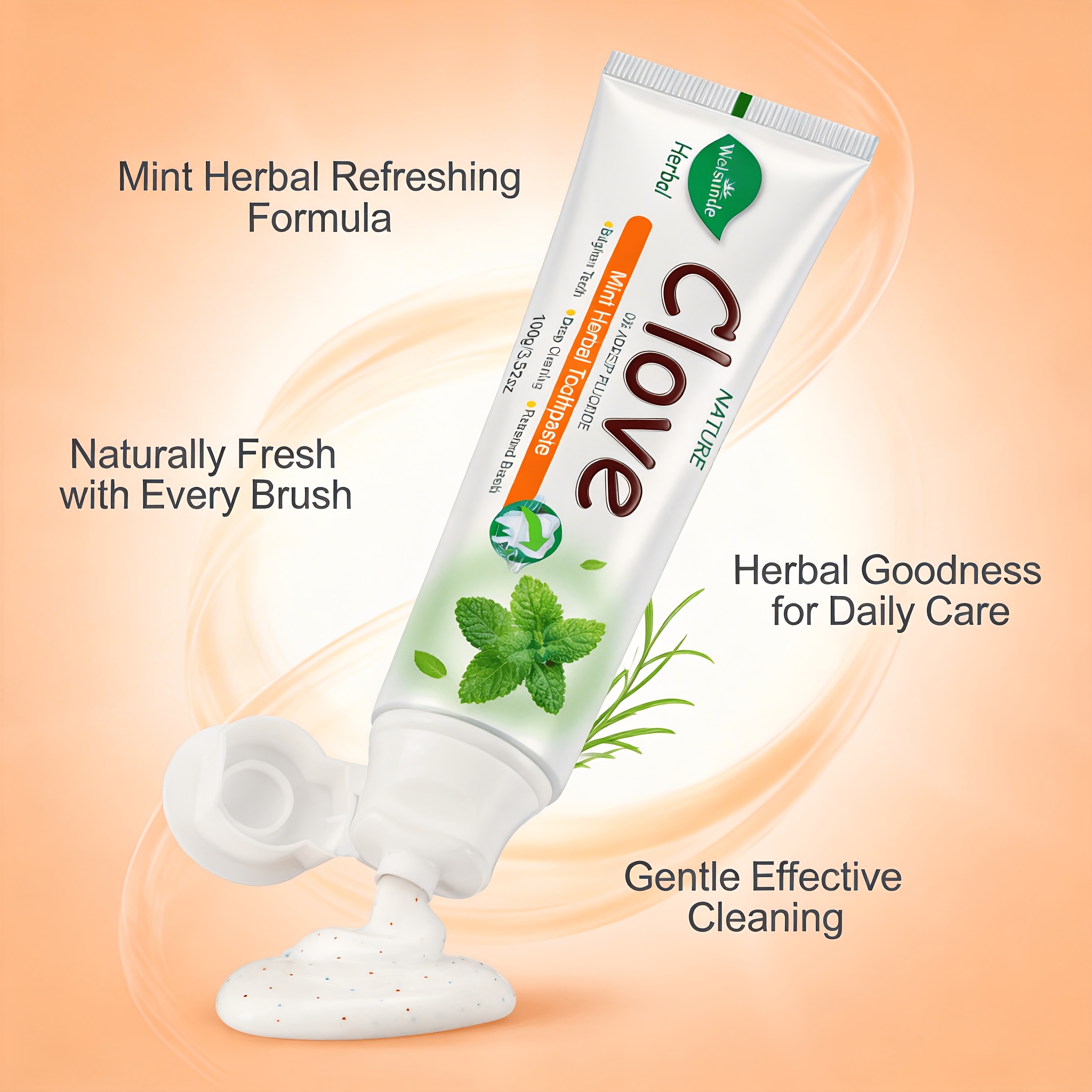 Set of 2 Clove Mint Herbal Toothpaste, No Added Fluoride, Natural Deep Cleaning And Whitening, Refreshing Minty Breath, Herbal Ingredients for Gum Health, Gentle Formula, Travel-Sized Daily Oral Hygiene Gift for Both Men And Women