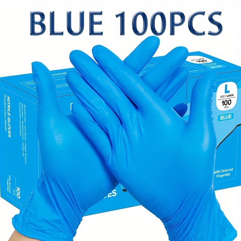 TEMU 100pcs Nitrile Gloves - Hypoallergenic, Powder & Latex Free, Durable For Household Cleaning & Use