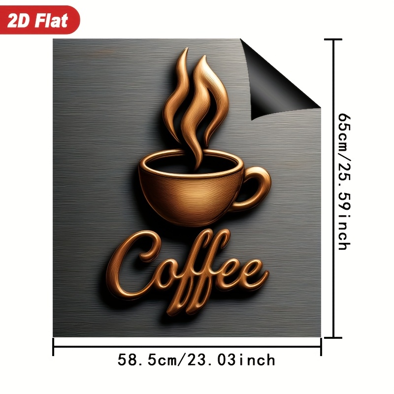 TEMU 1pc 2d Coffee Cup With Design Dishwasher Door Cover Sticker - Fits Dishwashers, Refrigerators & More - Easy To Clean, No Glue Required - Kitchen