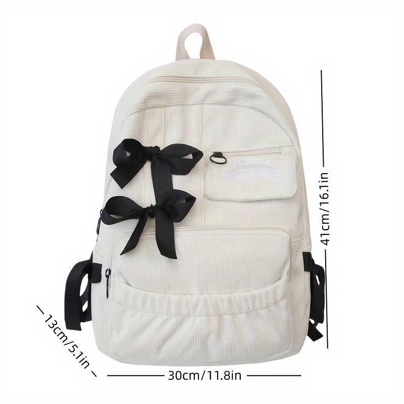 new autumn winter corduroy bow backpack cute anime themed - Temu display picture 1