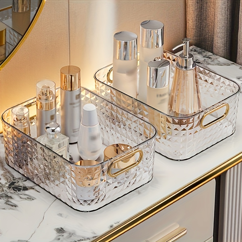 desktop storage box light luxury transparent open storage box cosmetics organizer cosmetics basket masks snacks desktop small ornaments underwear socks wardrobe bathroom   room bedroom   additions home decoration