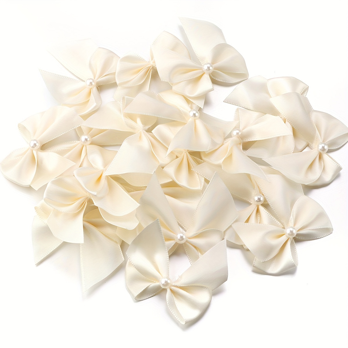 20pcs Polyester Semi-circle Patch Bead Bow, Jewelry Hair Additions, Clothing Doll Decoration