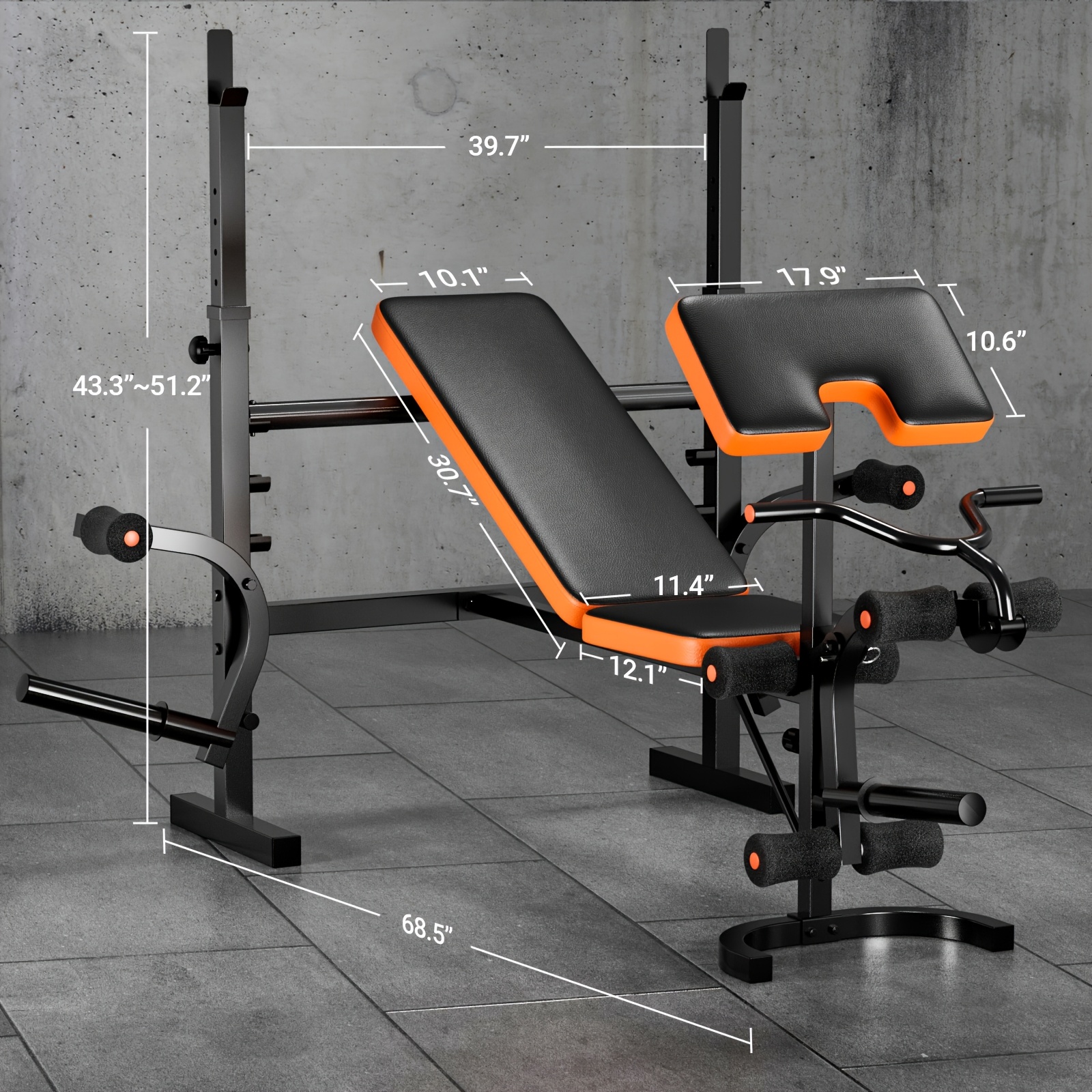 V Fit Weight Bench And Barbell Set Home Gym Equipment Squat Rack
