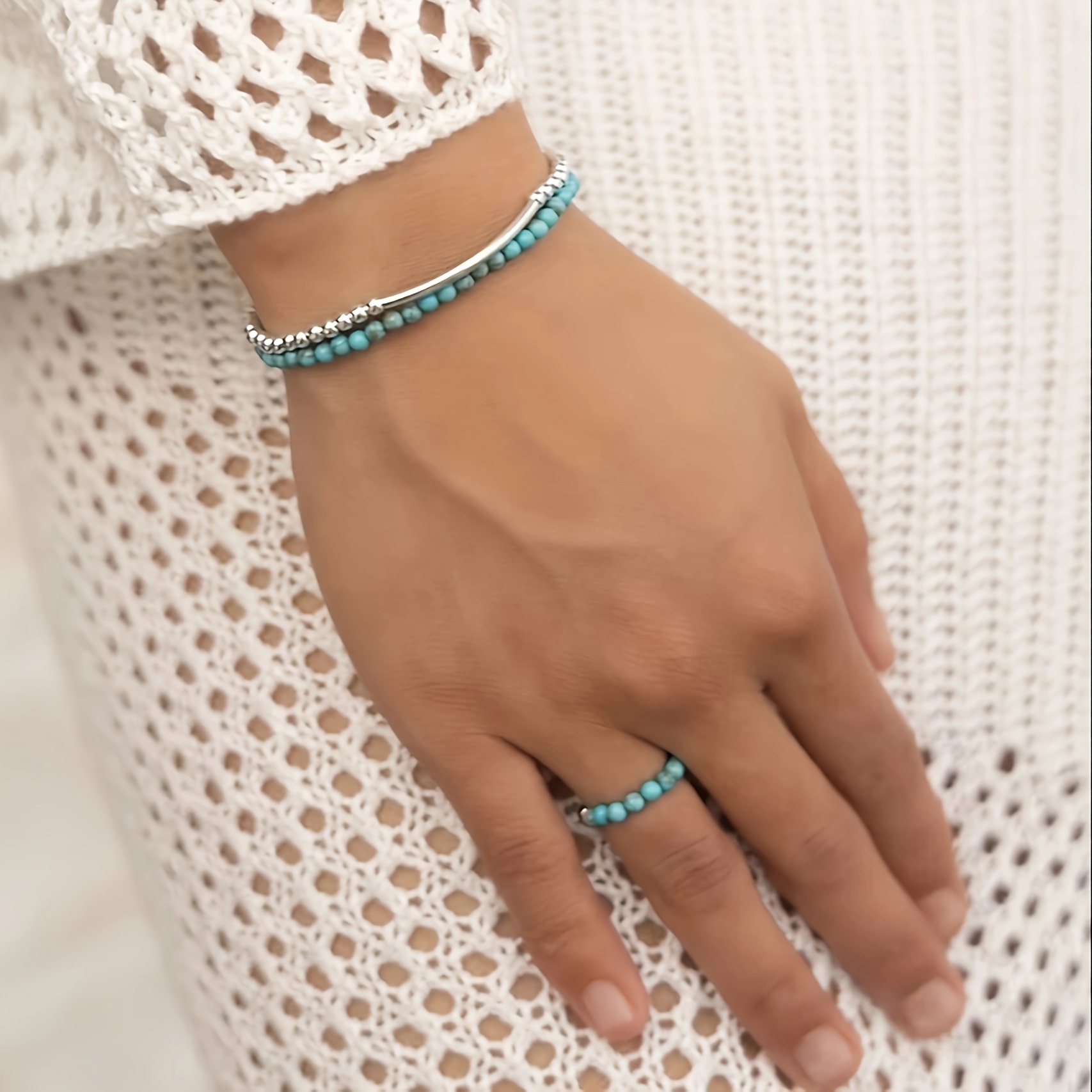 Natural Retro Bohemian December Birthstone Turquoise Bracelet
