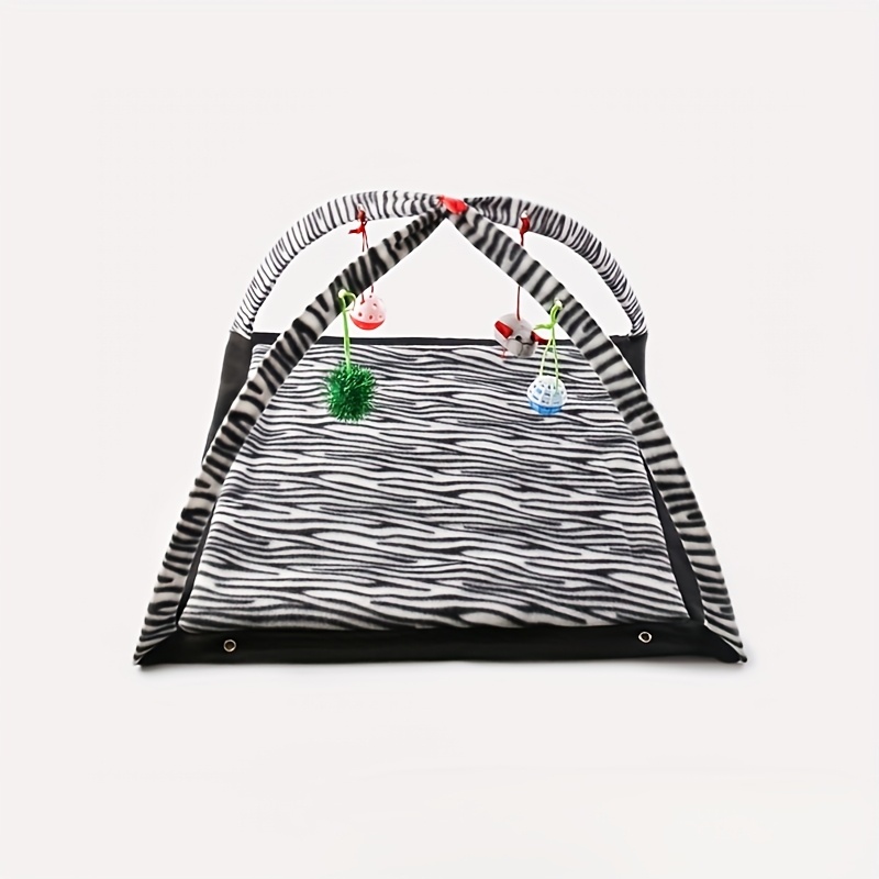Interactive Cat Play Tent with Hanging Ball Toys & Scratching Mat