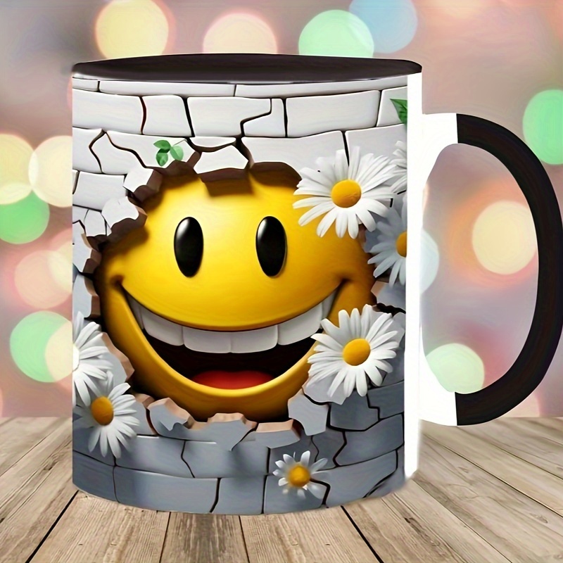 1 buc., Cană de cafea cu față zâmbitoare amuzantă, căni de cafea din ceramică, cupe de apă inovatoare, veselă de vară și iarnă, cadouri de ziua de naștere, cadouri de sărbători