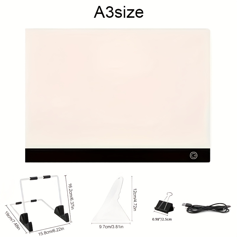 TEMU A4 Light Board For Painting Kits, Usb Powered Light Pad, Light Board Kit, Adjustable Brightness With Detachable Stand And Clips With Diamond