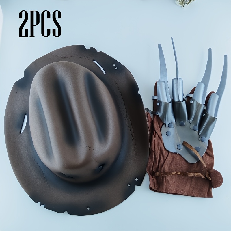 Image of 2pcs Mixed Equivalent Eva Material Hat And Mechanical Glove, Suitable For Music Festivals, Gatherings, Parties, Balls, Cos Cosplay, Halloween Makeup Party Costume