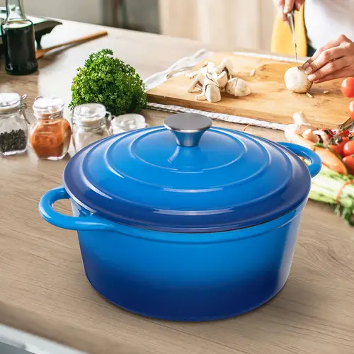 6 quart enameled cast iron dutch oven with lid premium oven to 500 f heavy duty cookware bread baking braising roasting