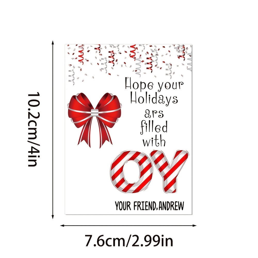 TEMU Custom Any Text Christmas Candy Cane Holder Cards, Personalized Name Text Holiday Greeting Postcard, Winter Xmas Sweets Packing Decor Paper,
