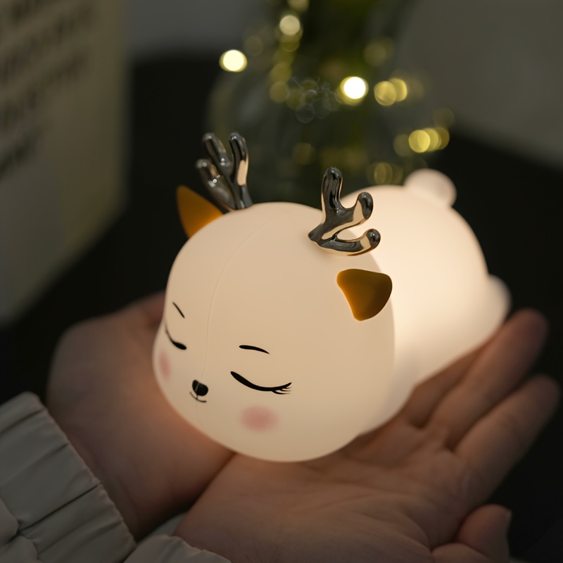 bedroom   sleeping ambient night light   little animal elk style gradient 7 color night light usb type 1200mah lithium battery with large capacity   bidding farewell to   charging anxiety night light Product details 5