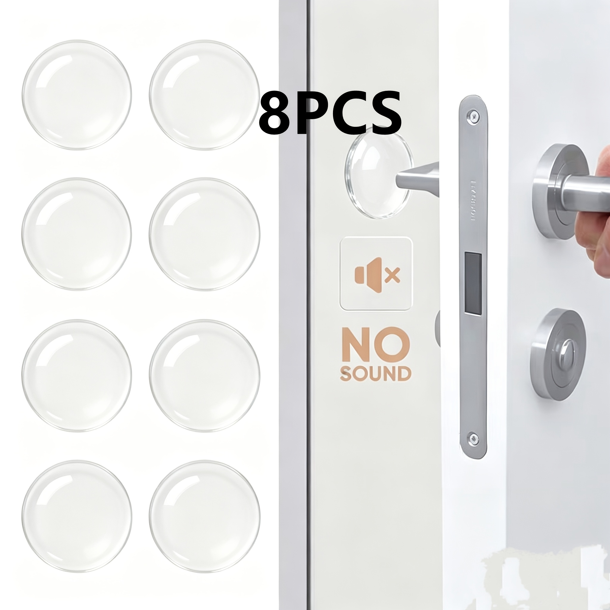 TEMU Ensemble de 8 pièces (Anti-collision et absorption des chocs) de butées de porte transparentes auto-adhésives à absorption des chocs,