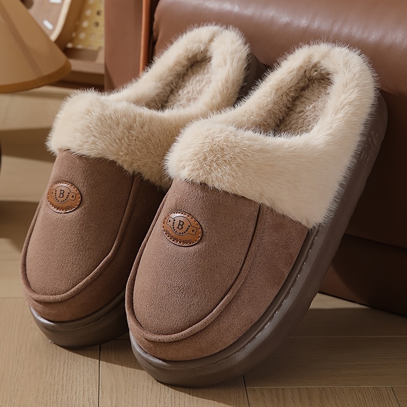 lined mens slippers with eva sole warm non slip indoor shoes for winter comfort details 3