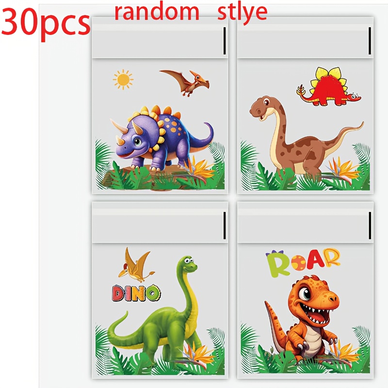 TEMU 70/55/30/15pcs Dinosaur Print Gift Bags, Jungle Dinosaur Bags, Mixed With 4 Different Dinosaur Designs, Random Styles, Dinosaur Theme Party And