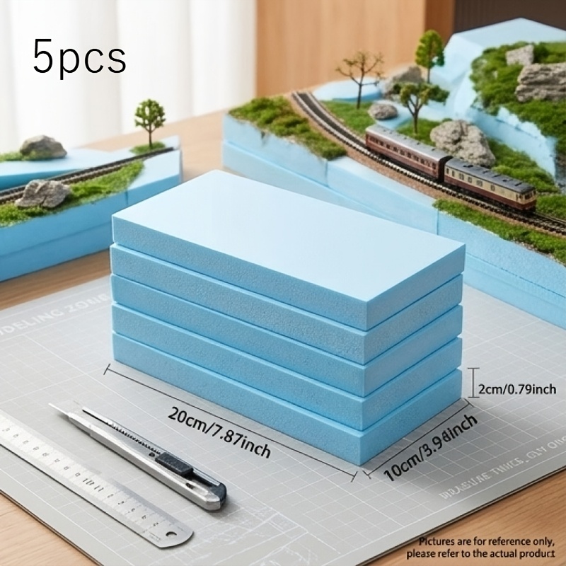 TEMU 5pcs 2cm Thick Handmade Model Making Sand Table Special Small Foam Board, Suitable For Lake Mountain Scenery, Scene Ground Leveling,