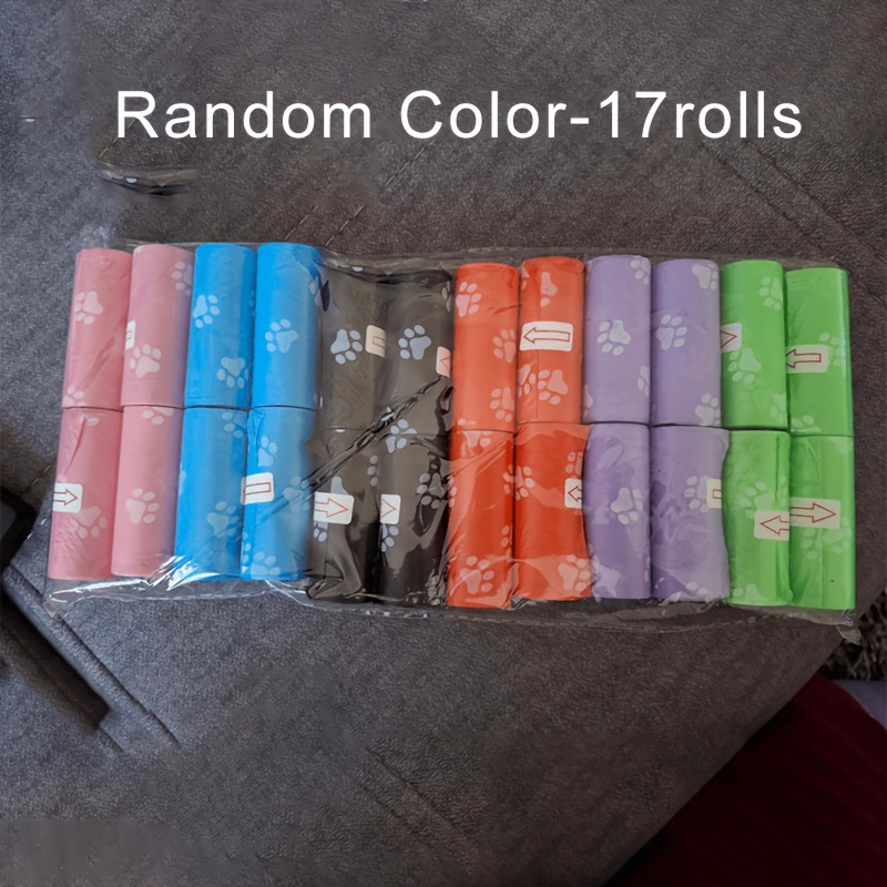 TEMU 17 Waste Bags, Trash Bags - Random Colors Disposable For Small Dogs, Pet Feces, Outdoor , Travel, Mixed Colors (paw Print Style)