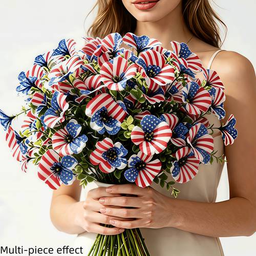 15pcs violet tricolor artificial flowers high density bouquet with full and three dimensional vibrant and fade resistant to sunlight requires no watering or maintenance suitable for day memorial day