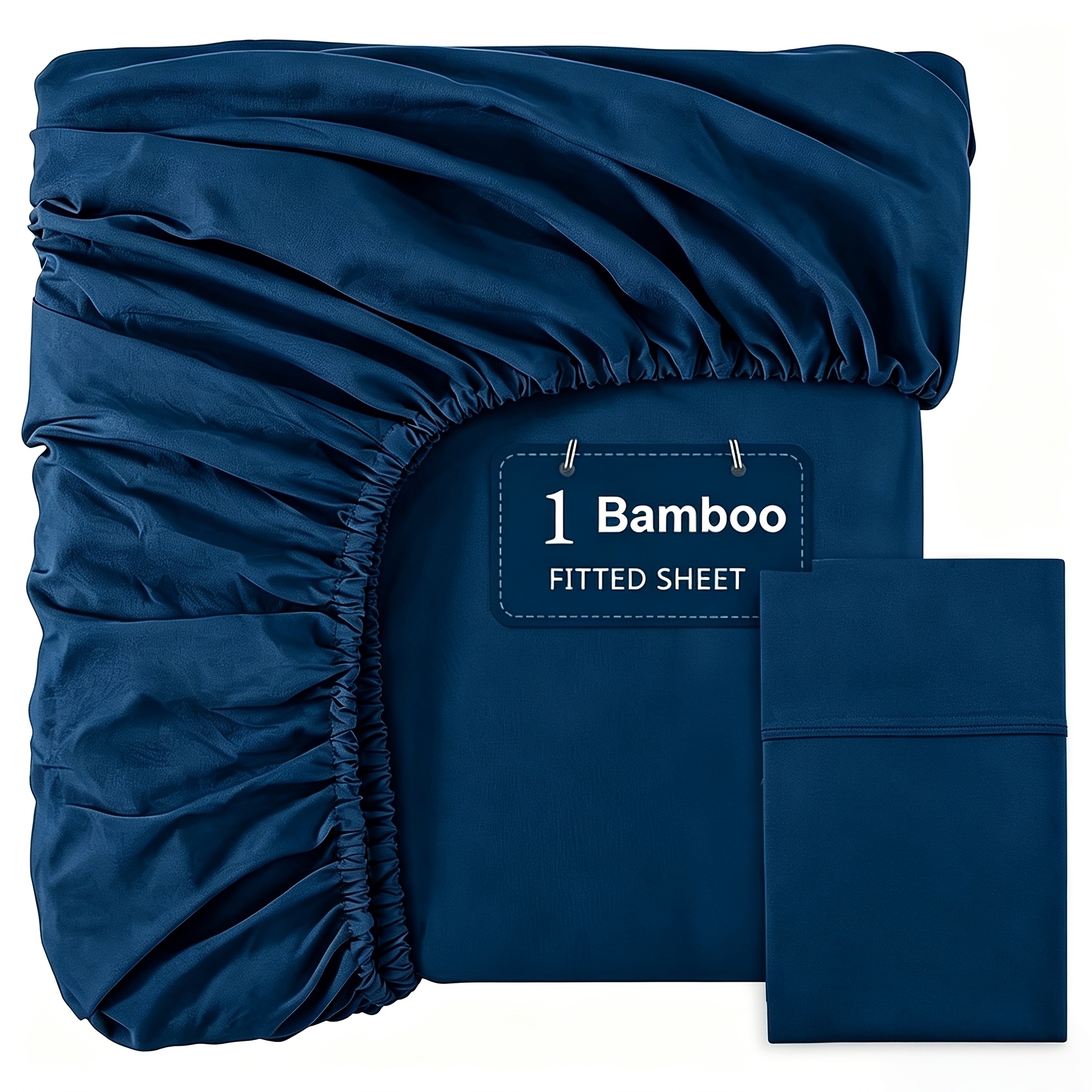 TEMU 1pc Extra Deep Pocket 20%bamboo Fiber Fitted Sheet - Solid Color Bed Sheet - Ultra Soft & Breathable - Deep Pocket, Elastic - Home, (pillowcase
