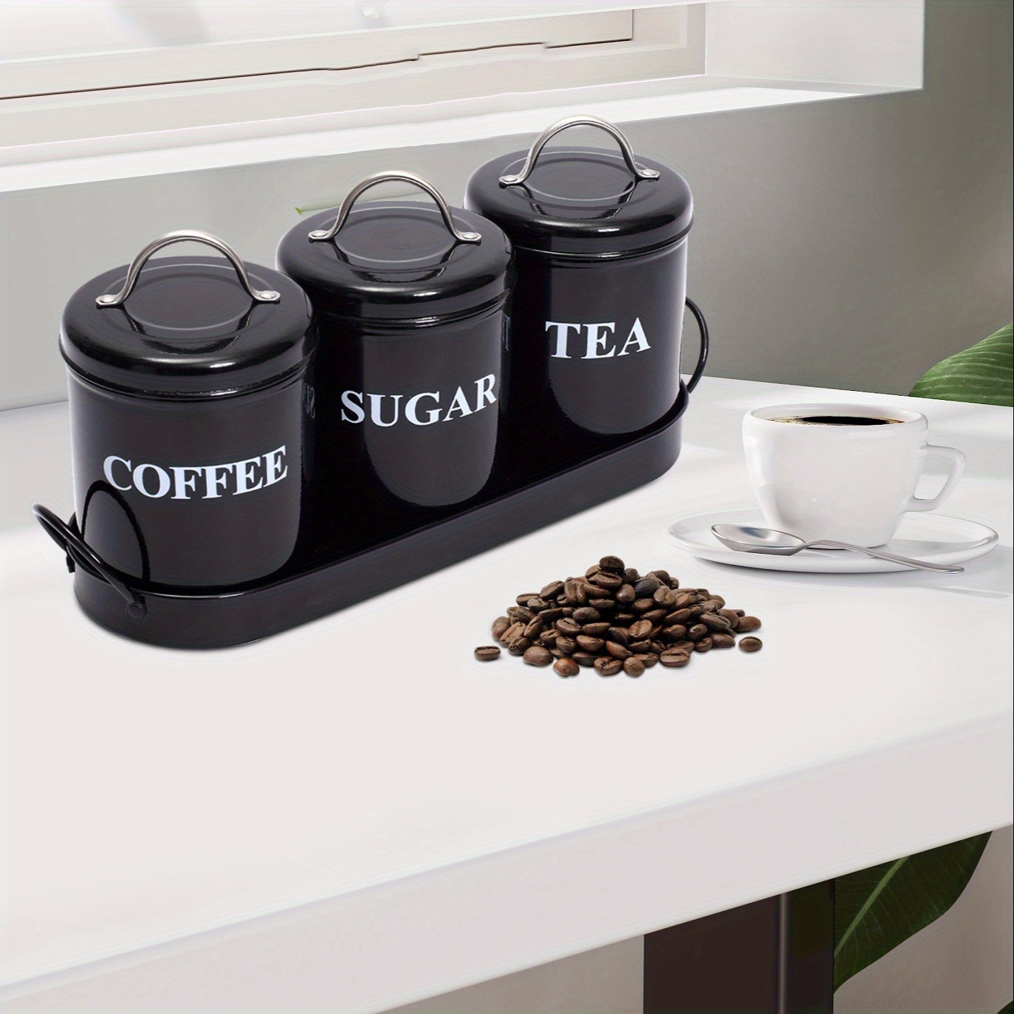 Hot tea coffee sugar canisters studio Store